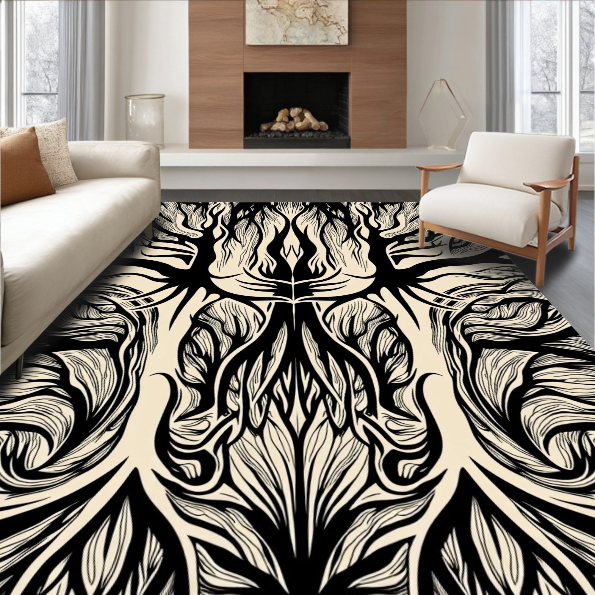 Organic Tree Branch Abstract Pattern Rug