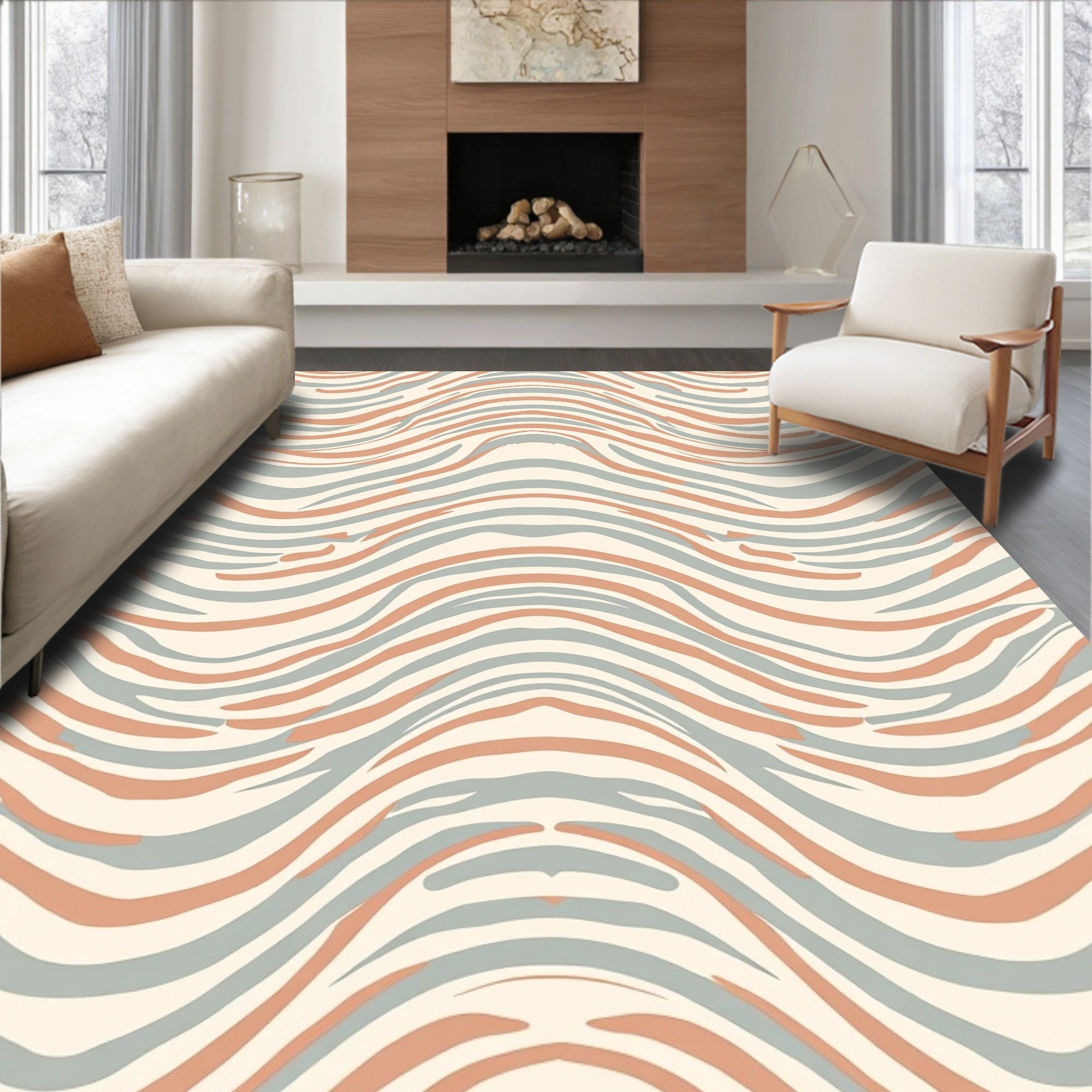 Abstract Wavy Stripes Pattern Rug