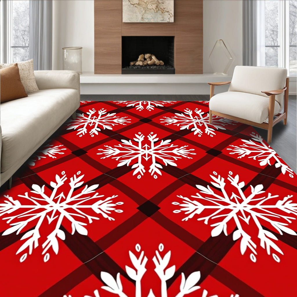 Red Buffalo Snowflake Pattern Rug