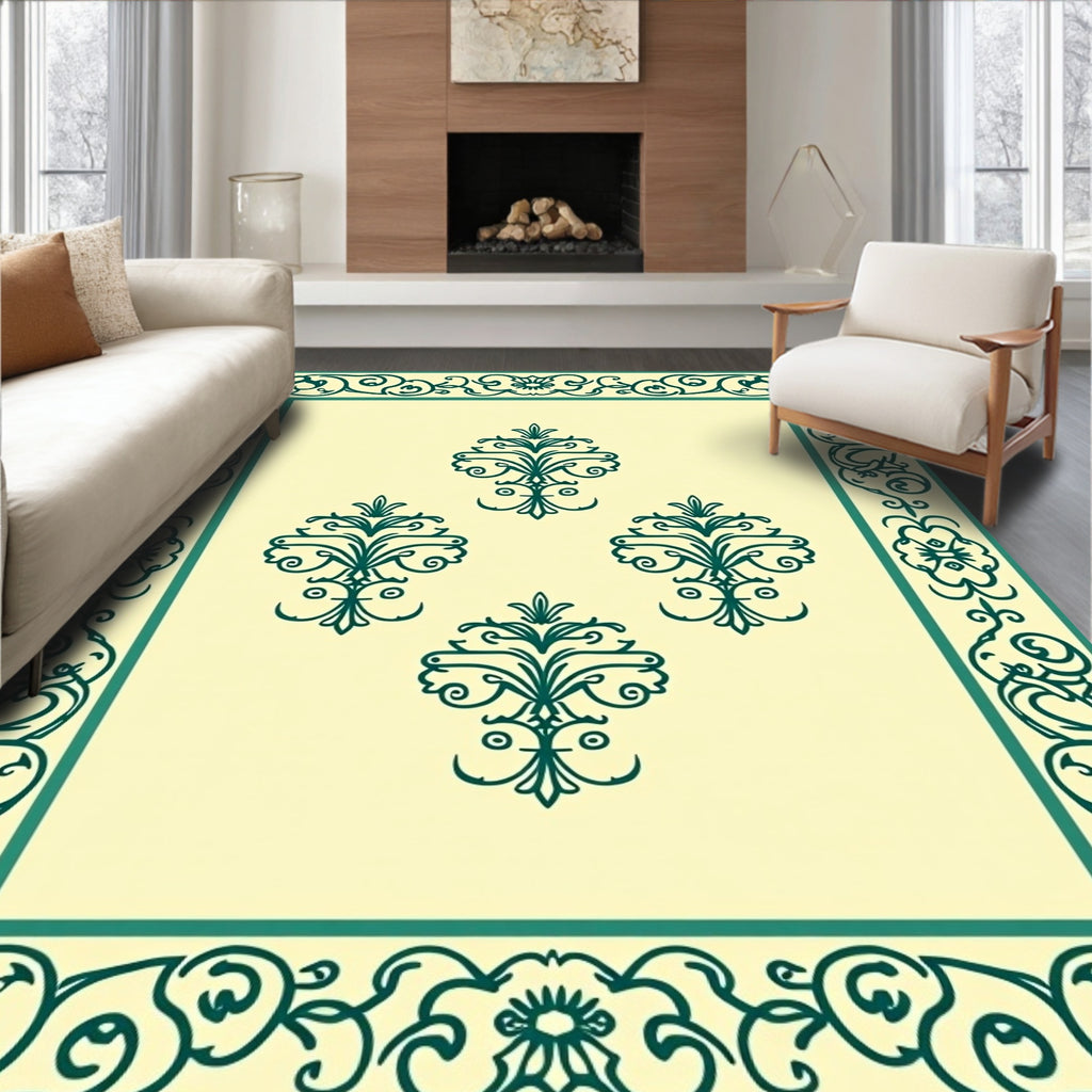 Ornate Floral Damask Pattern Rug