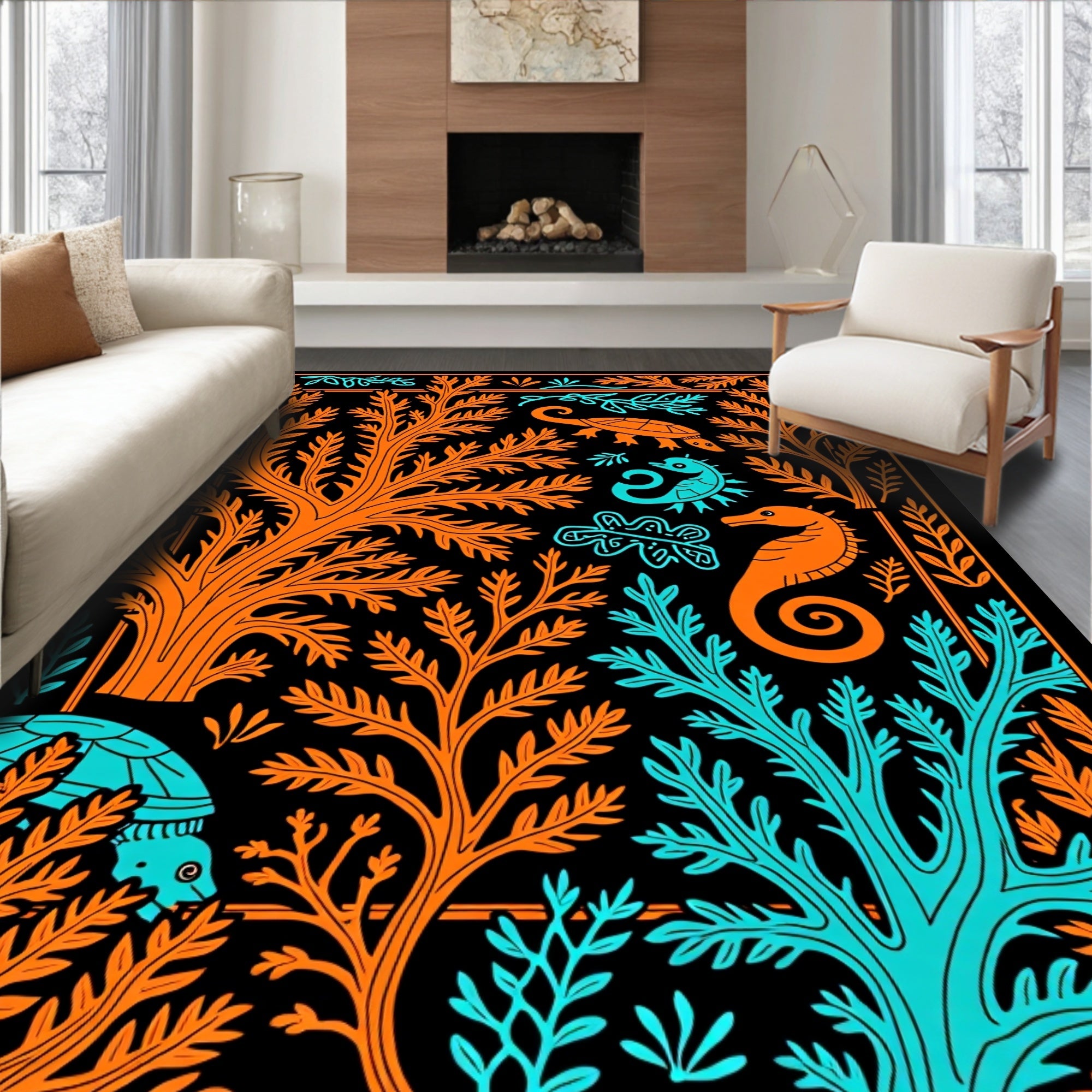 Ocean Life Fantasy Pattern Design Rug