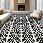 Bold Black White Geometric Stripe Rug