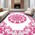 Pink Floral Mandala Border Art Rug