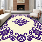 Ornate Floral Damask Pattern Tile Rug