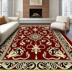 Rich Red Floral Scroll Pattern Rug