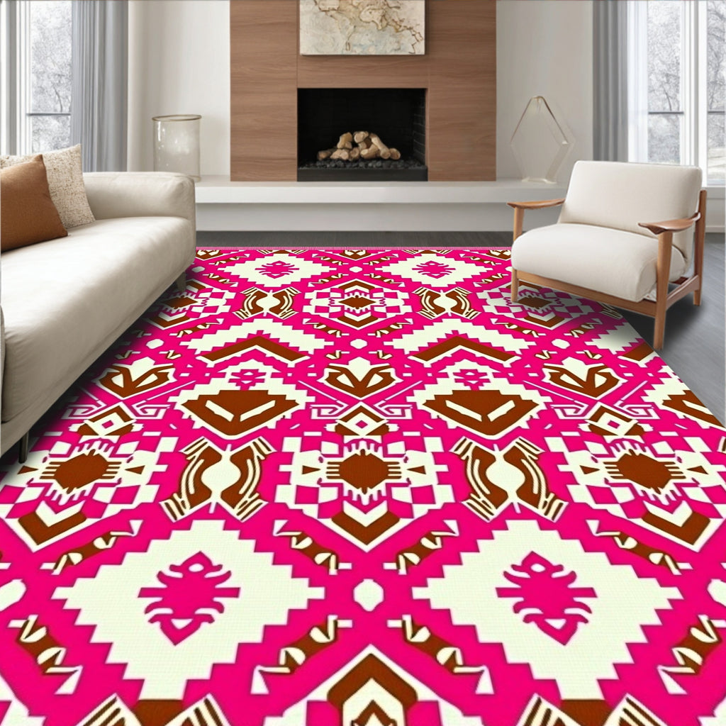 Vibrant Pink Tribal Diamond Rug