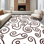 Dark Swirls White Abstract Organic Pattern Rug