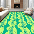 Vertical Green Abstract Pattern Rug