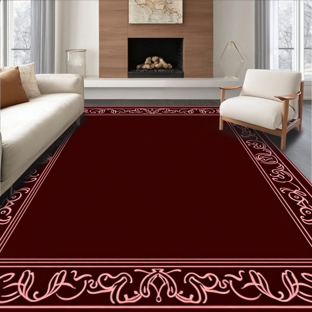 Ornate Flourish Border Design Rug