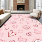 Pink Hearts Star Whimsical Pattern Rug