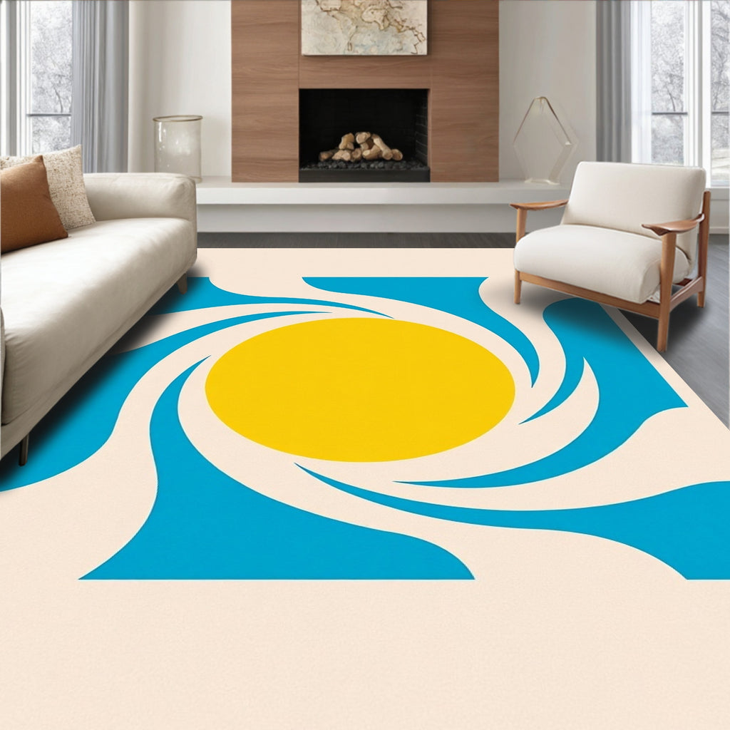 Vibrant Swirl Sun Abstract Design Rug