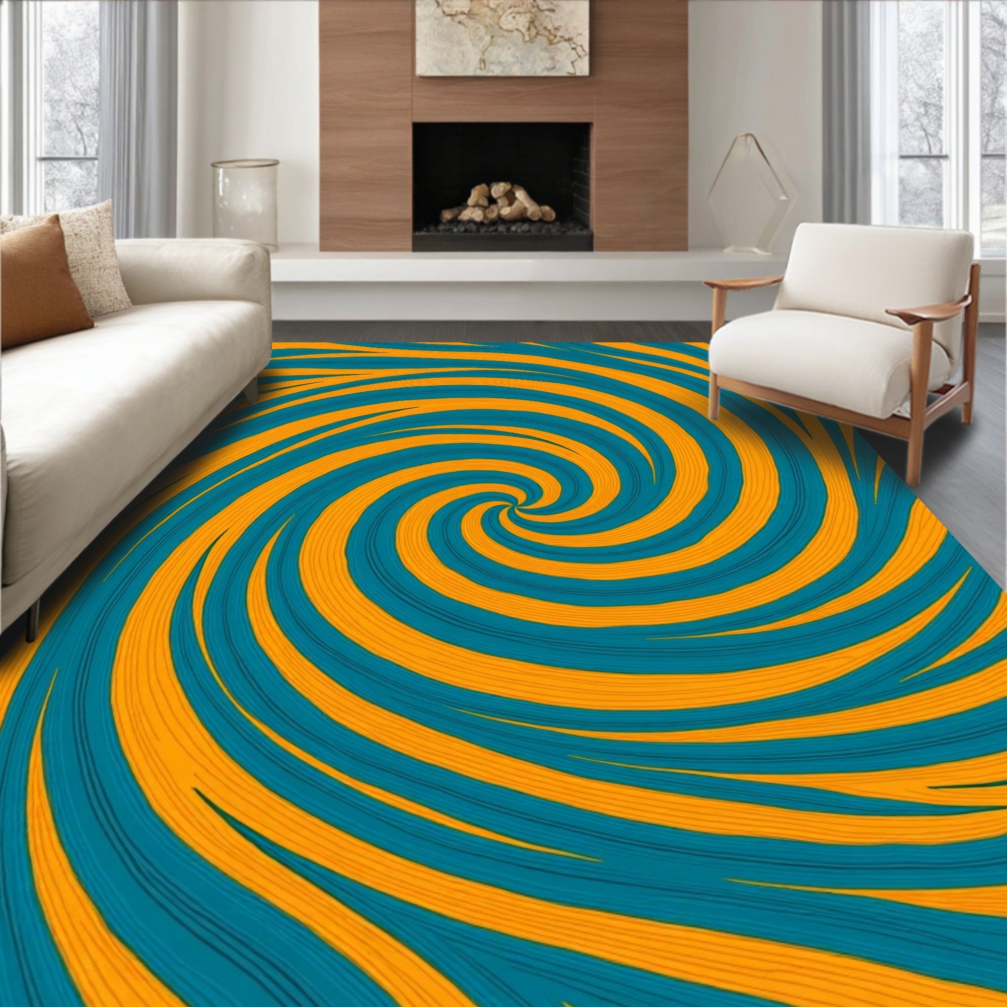 Energetic Swirl Pattern Rug