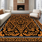 Intricate Orange Tribal Pattern Design Rug