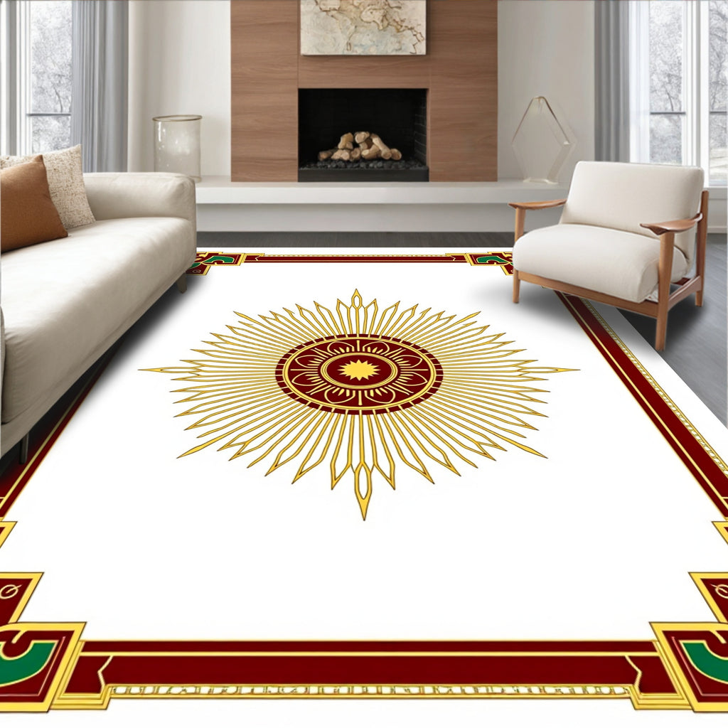 Regal Sunburst Geometric Frame Rug