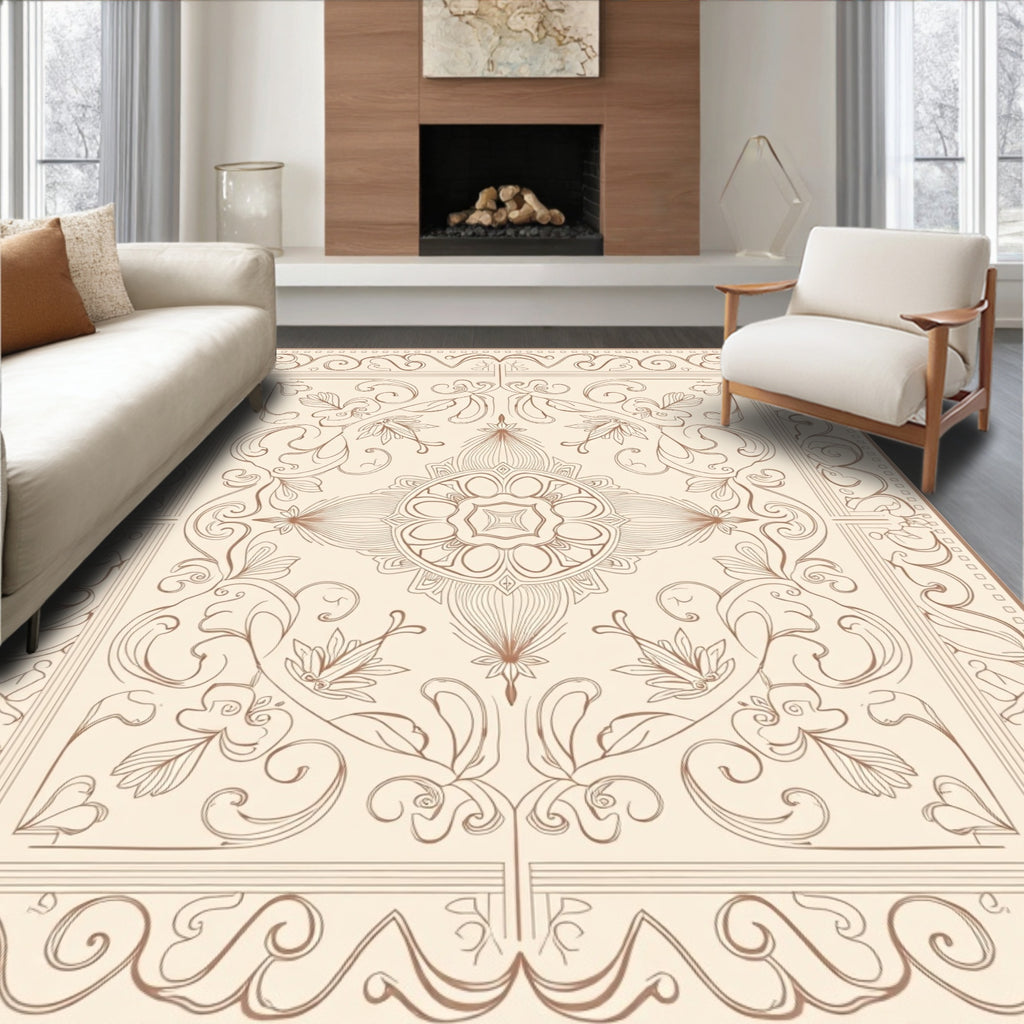 Art Nouveau Floral Mandala Square Design Rug