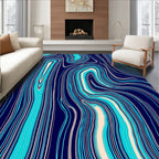 Abstract Swirl Blue Cream Rug
