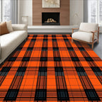 Bold Orange Plaid Pattern Rug