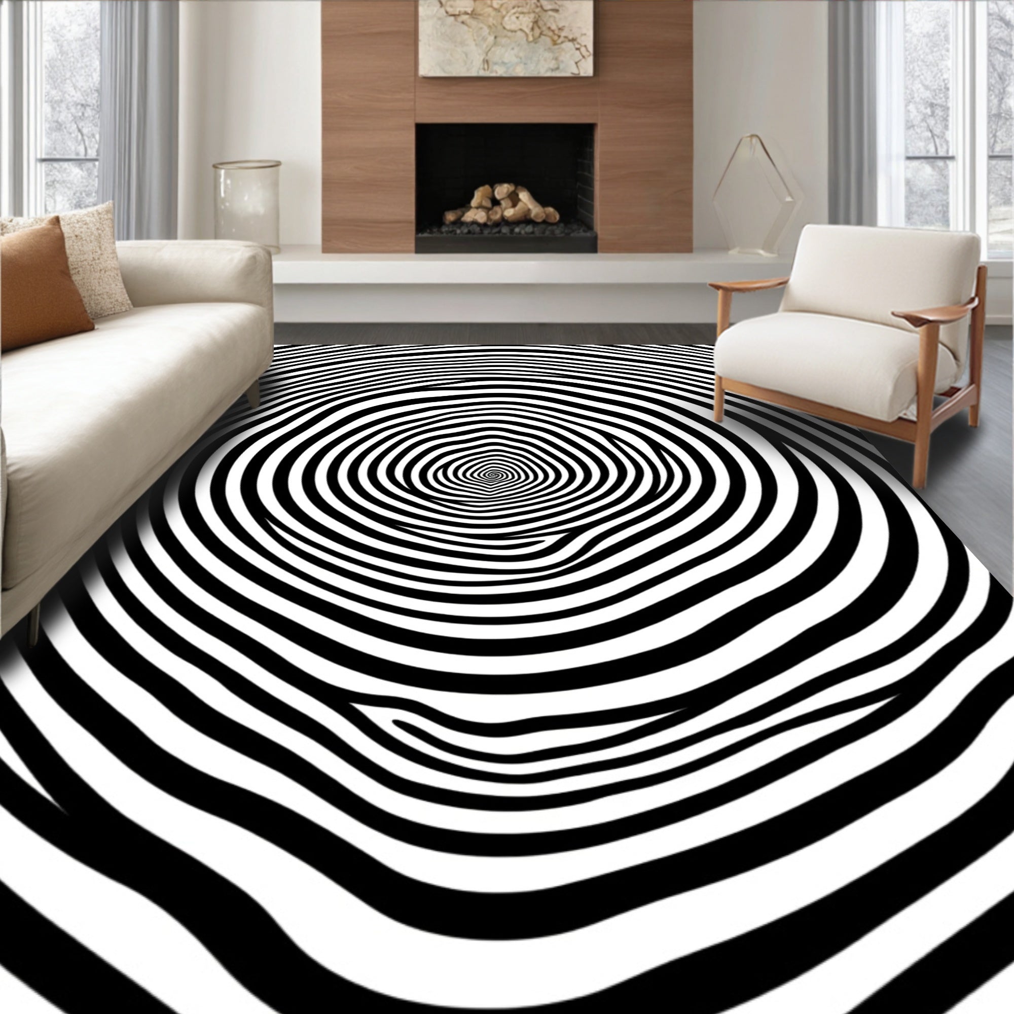 Abstract Swirl Optical Illusion Rug