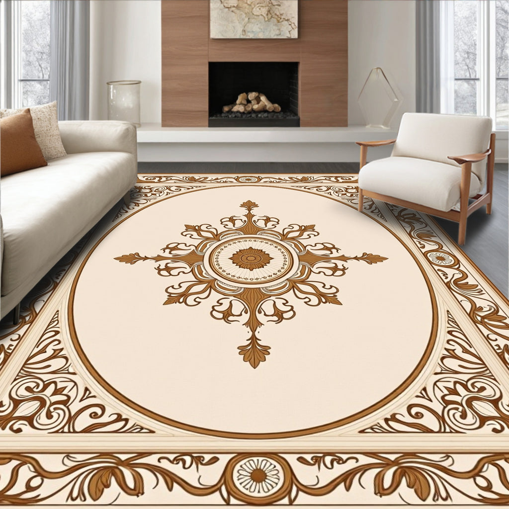 Ornate Floral Scrollwork Patterned Rug