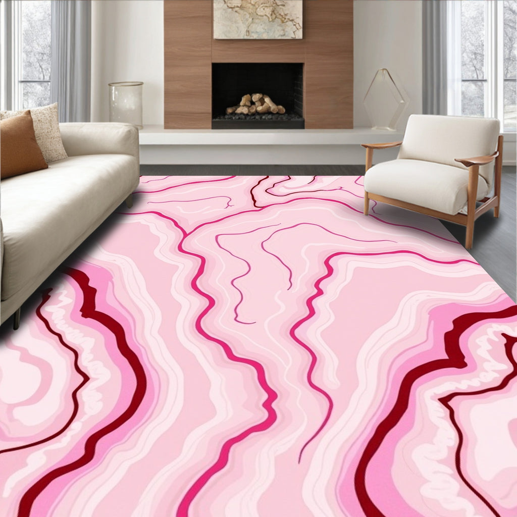 Pink Agate Inspired Swirl Pattern Rug