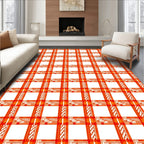 Abstract Red White Checked Pattern Rug