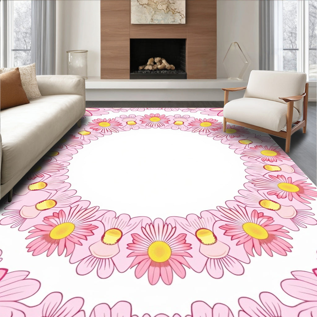 Pink Floral Mandala Pattern Rug
