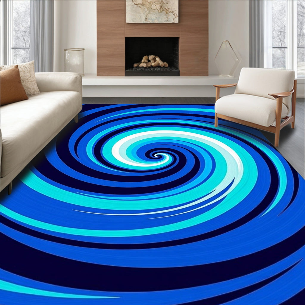 Blue Swirl Dynamic Pattern Rug