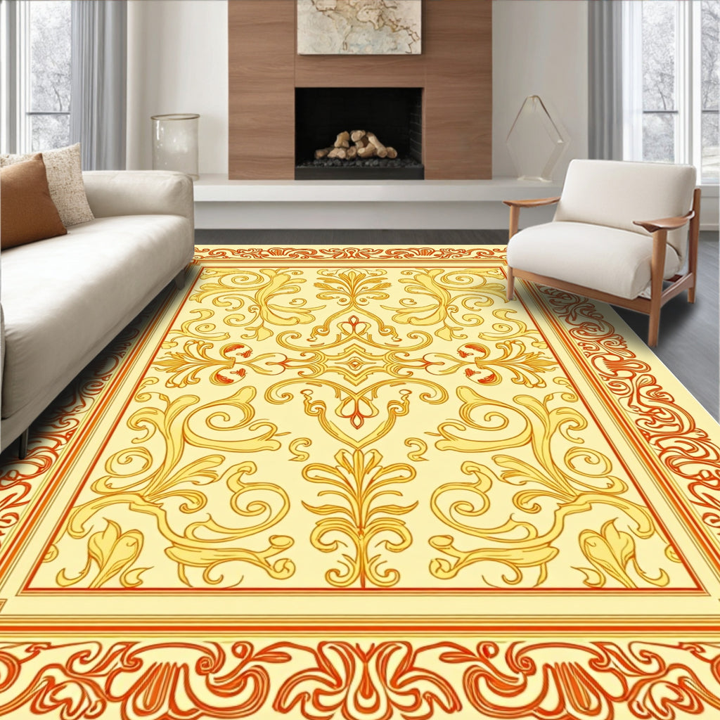 Vintage Scrollwork Floral Pattern Rug