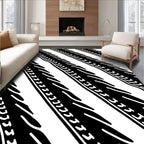 Bold Black Diagonal Abstract Pattern Rug