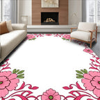 Pink Floral Vine Border Design Rug