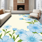 Light Blue Floral Vine Pattern Rug