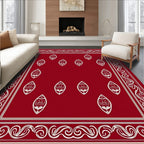 Crimson Oval Motif With Border Design Rug