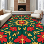 Vibrant Floral And Leaf Pattern Rug