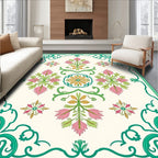 Emerald Swirl Floral Motifs Rug