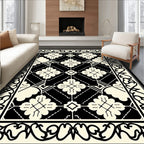 Contrast Floral Geometric Ornament Rug