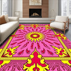 Vibrant Sunburst Floral Mandala Rug