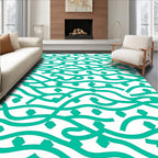 Teal Wavy Diamond Pattern Rug