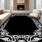 Classic White Floral Scroll Border Rug