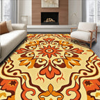 Warm Earthy Tones Floral Pattern Rug