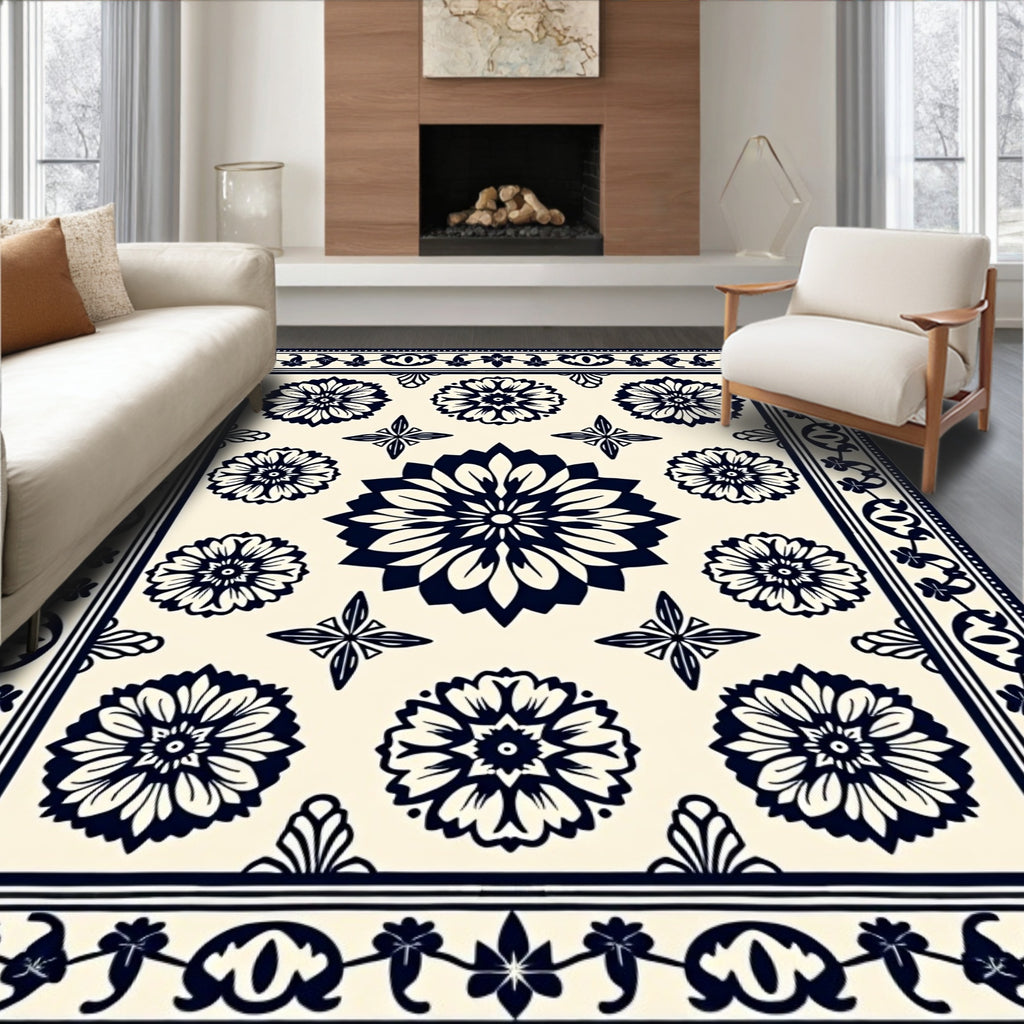 Floral Starburst Geometric Pattern Rug