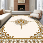 Geometric Starburst Floral Border Pattern Rug