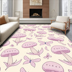 Whimsical Pink Mushroom And Butterfly Pattern Rug