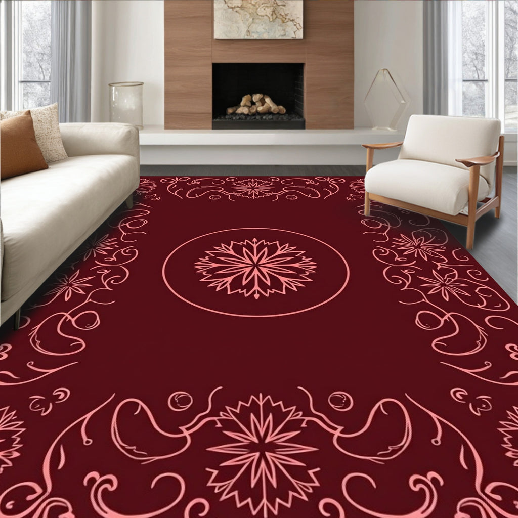Ornate Floral Frame Motif Rug