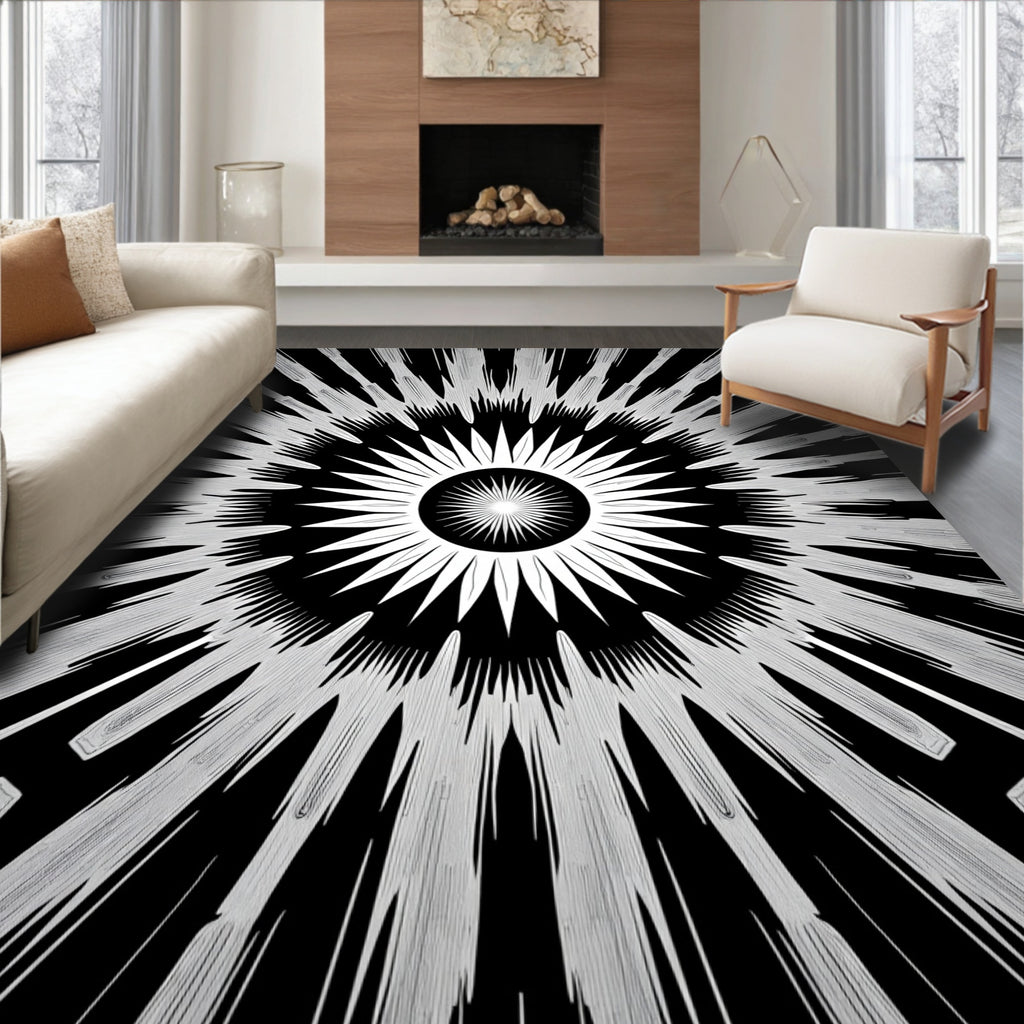 Striking Radiant Sunburst Pattern Rug