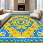 Sunny Blue Geometric Floral Rug