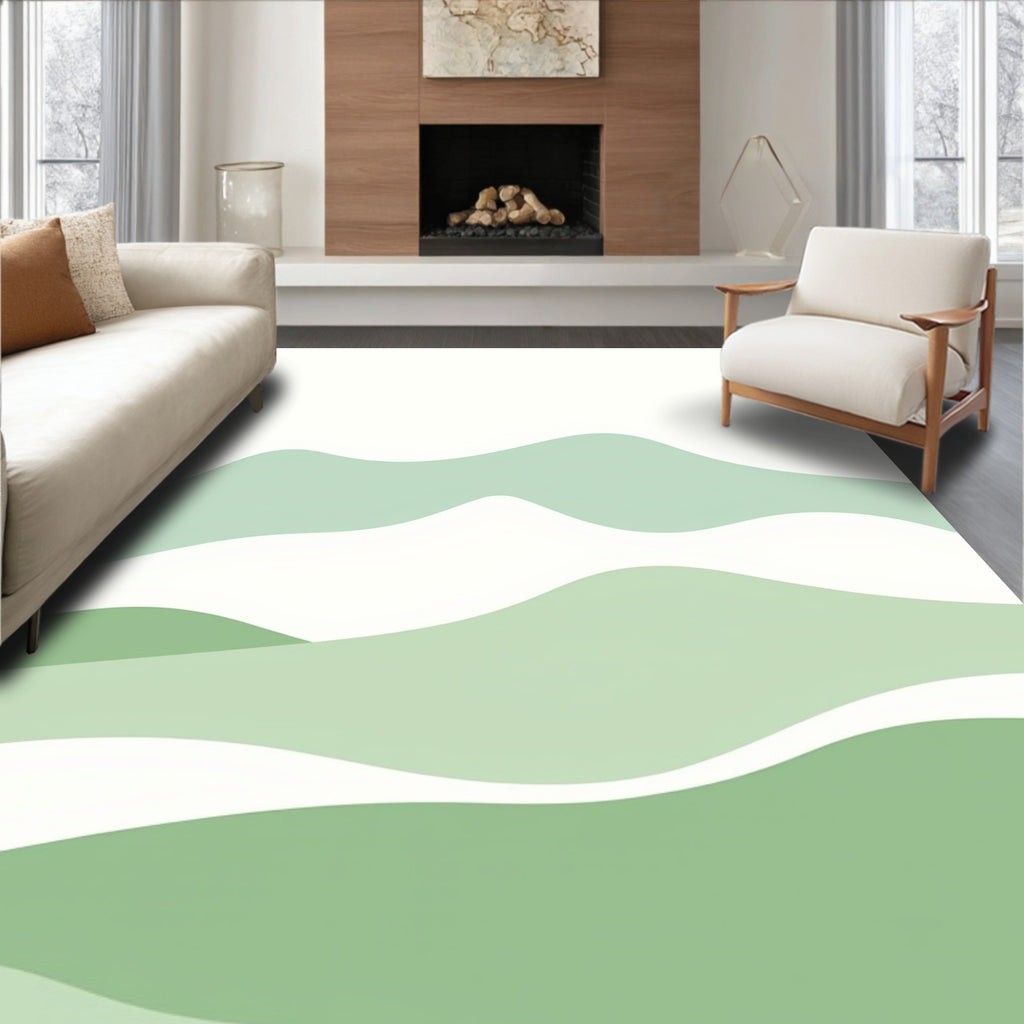 Abstract Gentle Green Hill Design Rug