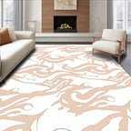 Beige Swirl Abstract Artful Design Rug