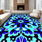 Bold Blue Floral Medallion Design Rug