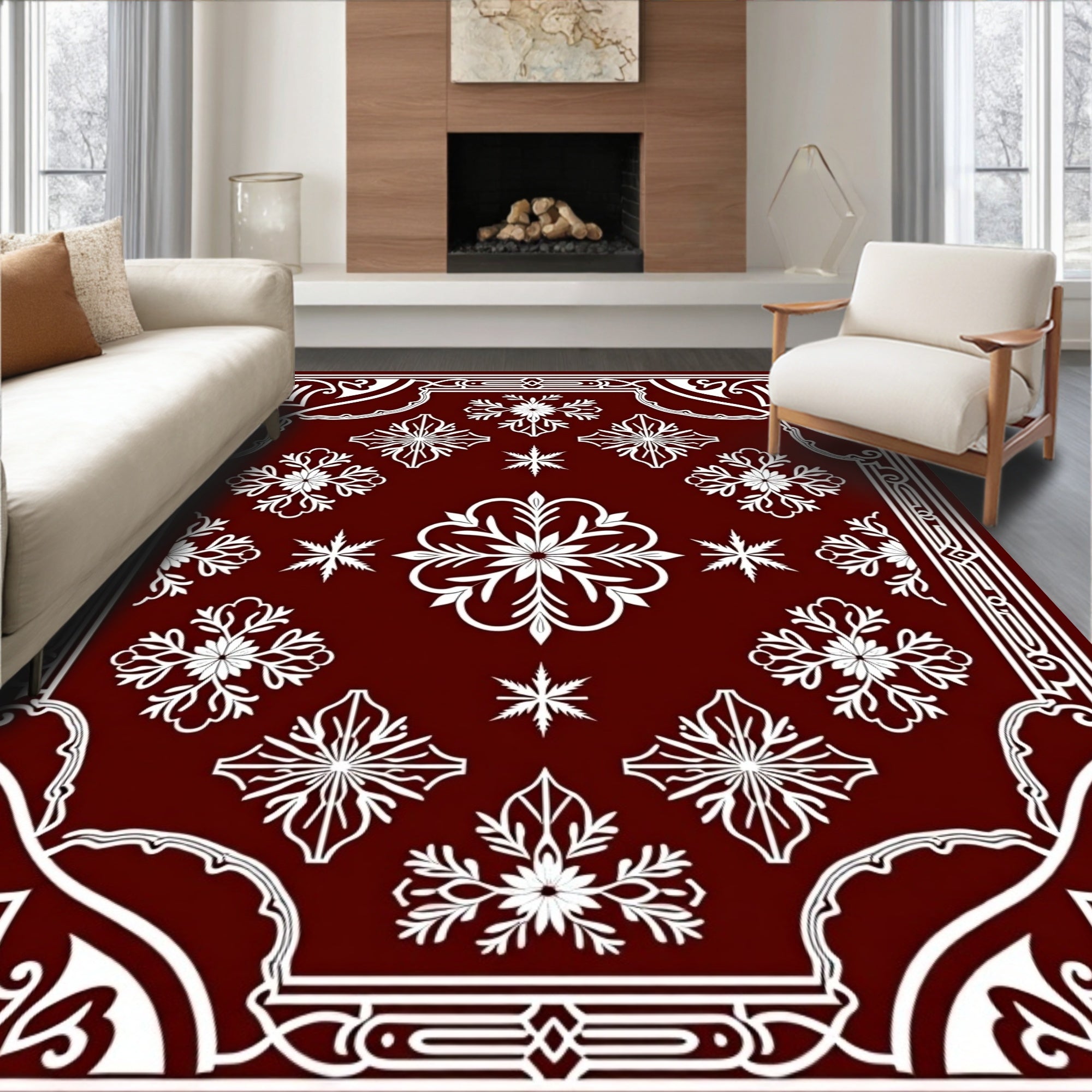 Classic Floral Motif Bordered Rug