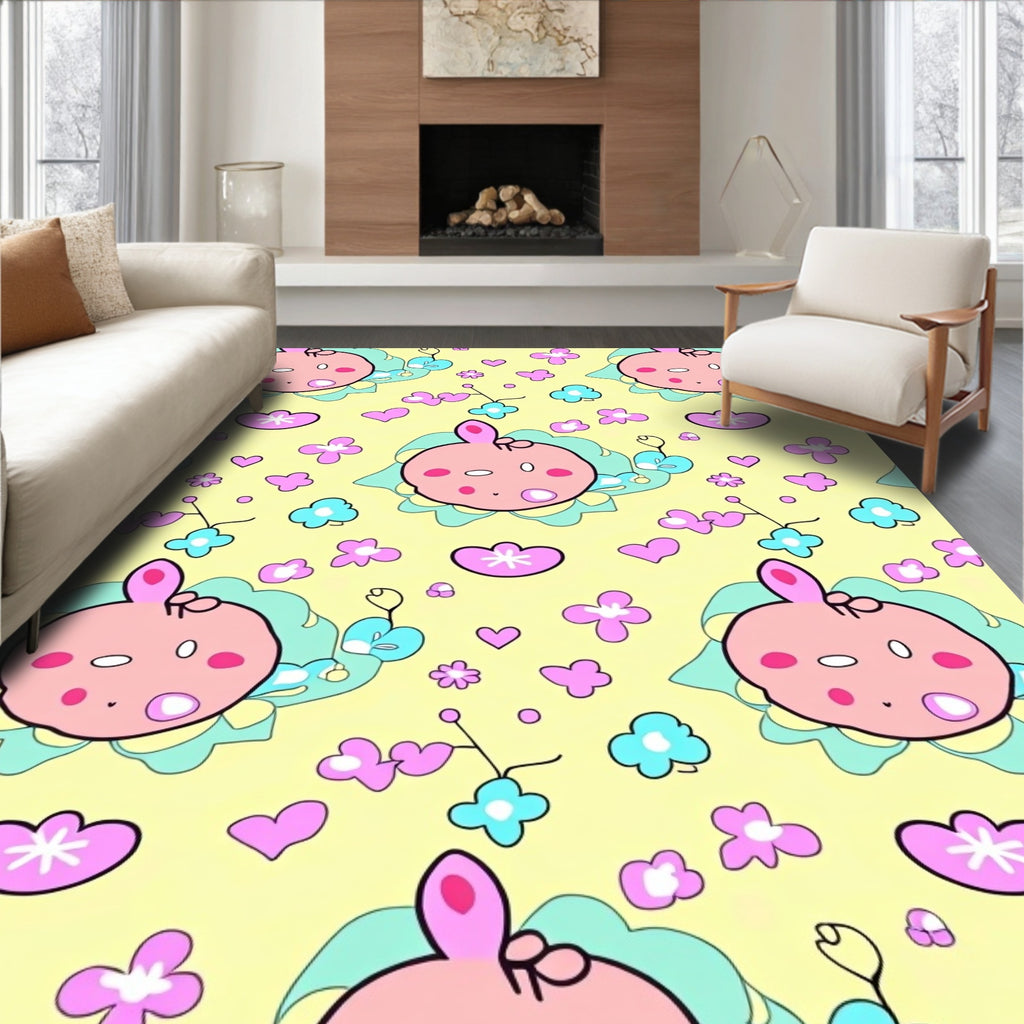 Sweet Baby Animal Floral Pattern Rug